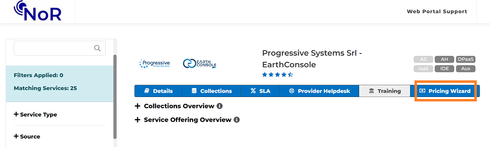 EarthConsole NoR Pricing Wizard