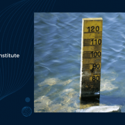 Picture including a measurement of the water level of a river.
