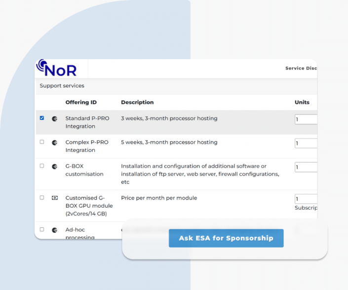 Screenshot of the I-APP service selected on the NoR portal