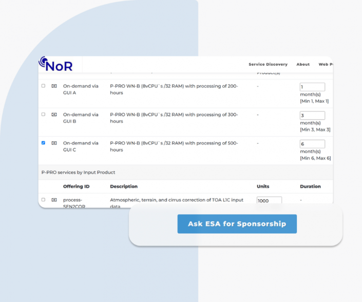 Screenshot of the P-PRO ON DEMAND selected on the NoR portal
