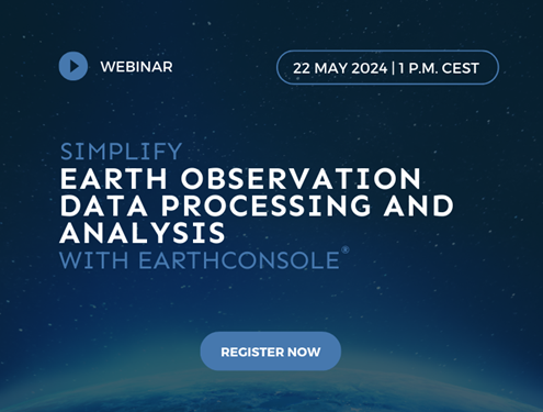 Banner including an image of the Earth, with the details of the webinar taking place on the 22nd of May at 1 p.m. CEST.